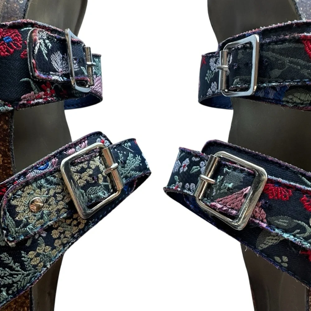 Madden Girl Black with Multicolor Embroidered Print Women's Padded Sandals - Picture 6 of 9